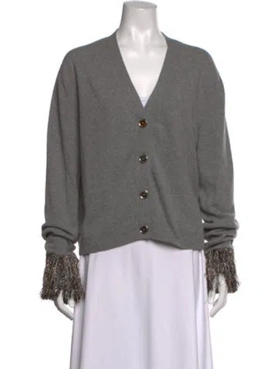 Pre-owned Christopher Kane Wool V-neck Sweater In Grey