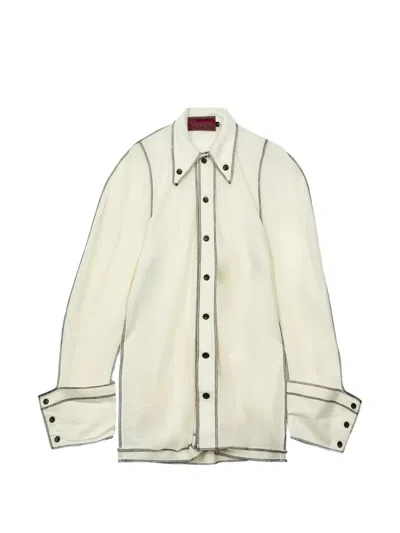 Christopher Nemeth Contrast-stitch Wide-cuff Shirt In Neutral