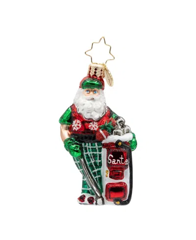 Christopher Radko 3" Jolly Golfer Santa Gem Ornament In Green