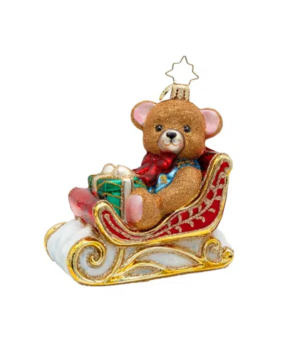 Christopher Radko 4.25" Beary Merry Sleigh Ornament In Brown