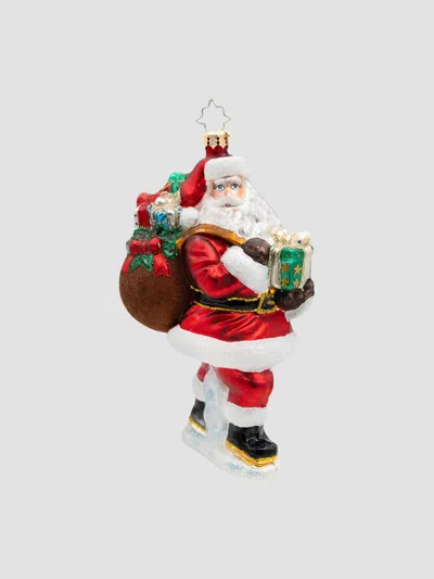 Christopher Radko American Santa Merry Saint Nick Glass Ornament In Red