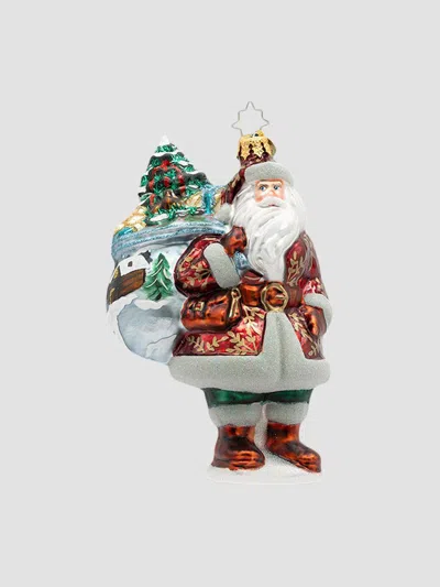 Christopher Radko European Santa Woodland Noel Glass Ornament In Multi