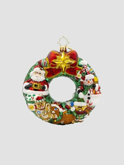 Christopher Radko Jingle All The Way Wreath Glass Ornament In Multi