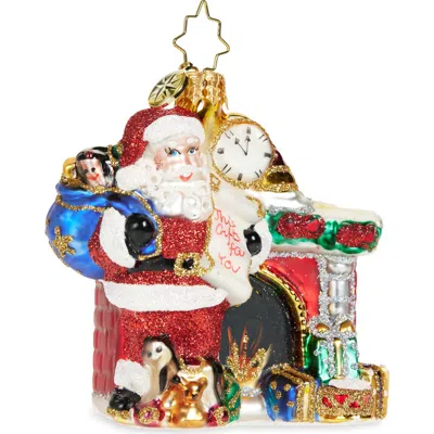 Christopher Radko Nice List Santa Glass Ornament In Multi
