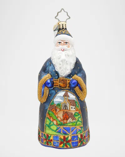 Christopher Radko Santa & Apos;s Keepsake Village Christmas Ornament In Blue