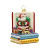 Christopher Radko Santa Book Nook Snow Gifts Glass Ornament In Multi