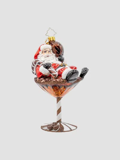 Christopher Radko Santa's Merry Martini Brew Glass Ornament In Multi