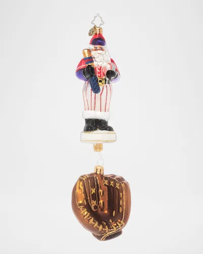 Christopher Radko Slugger Santa Christmas Ornament In Multi