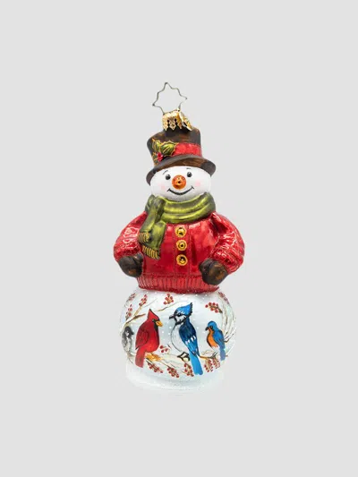 Christopher Radko The Chirp Before Christmas Glass Snowman Ornament In Multi