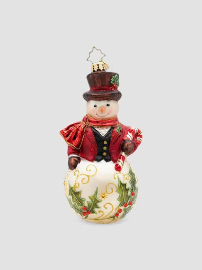 Christopher Radko Traditional Snowman The Jingle Gent Glass Ornament In Multi