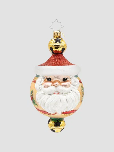 Christopher Radko Whimsical Santa Holly Jingle Joy Glass Ornament In Multi