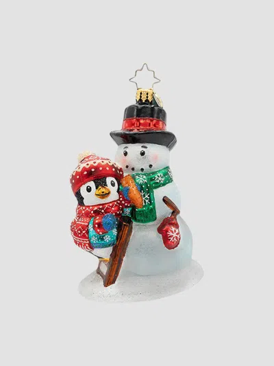 Christopher Radko Whimsical Snowman A Flurry Of Friendship Ornament In Green