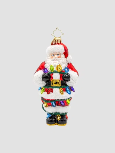 Christopher Radko Whimsical Tangled Up Santa Glass Ornament In Multi