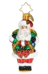 Christopher Radko Wreath Wrangler Santa Claus Ornament In Multi