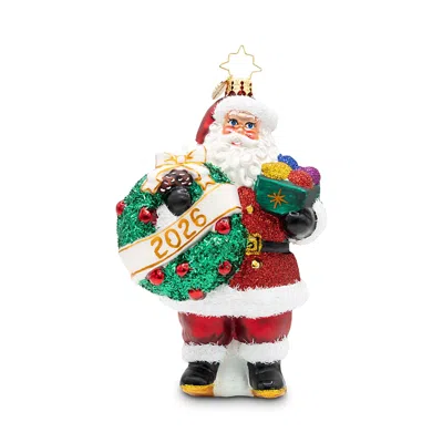 Christopher Radko Wreathful Wishes 2026 Santa Glass Ornament In Multi