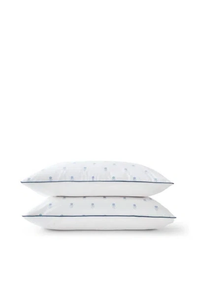 Christy Arley Cottage Style Floral Design Cotton Percale Pillow Sham Pairs In Blue