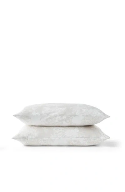 Christy Beatrice Luxury Cotton Percale Jacquard Pillowcase Pair In White
