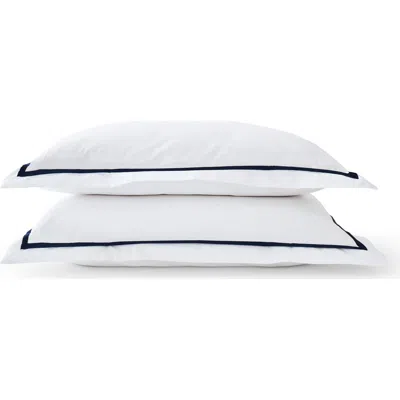 Christy Beaumont Luxury Cotton Percale Oxford Style Pillow Sham Pairs In Navy