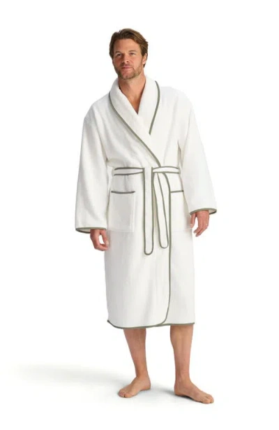 Christy Boundary Piped Edge Luxury Robe In White