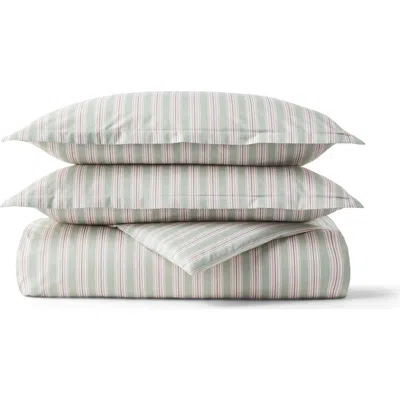 Christy Calder Stripe Cotton Percale Duvet Cover Sets In Green