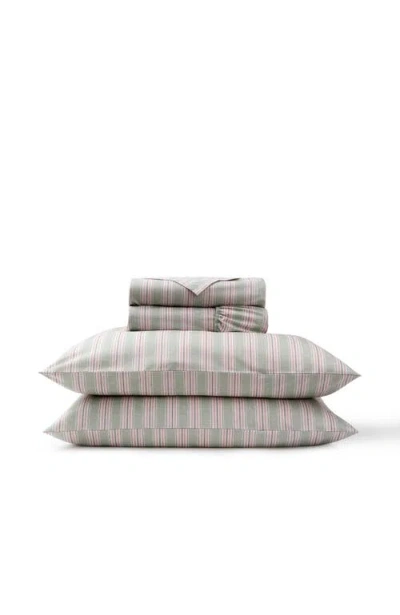 Christy Calder Stripe Cotton Percale Sheet Set Bundles In Green