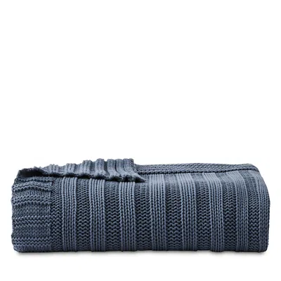 Christy Cambridge Sculpted Rib Throw Blanket In Blue
