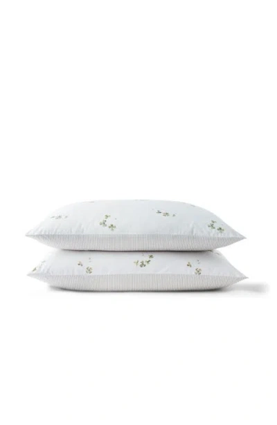 Christy Clover Romantic Floral Striped Reversible Pillowcase Pairs In White