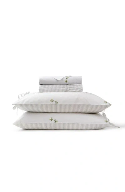 Christy Clover Romantic Floral Striped Reversible Sheet Set Bundles In White