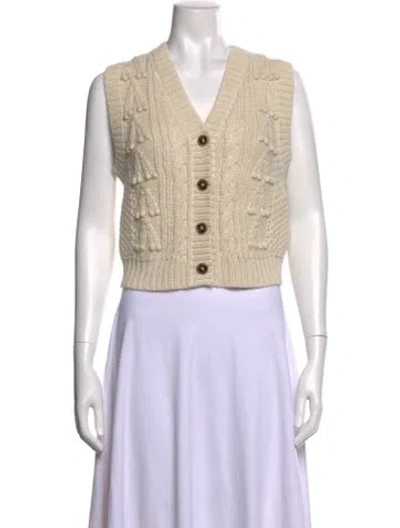 Pre-owned Christy Dawn Alpaca V-neck Sweater In Neutral
