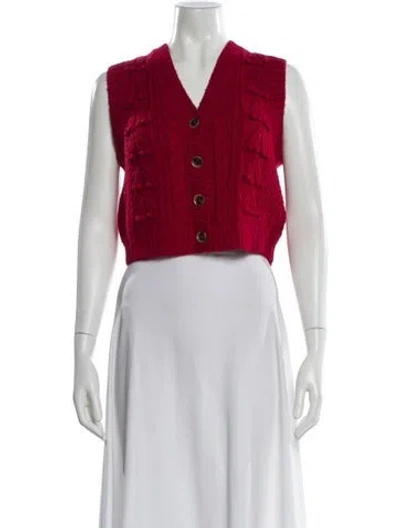 Pre-owned Christy Dawn Alpaca V-neck Sweater In Red