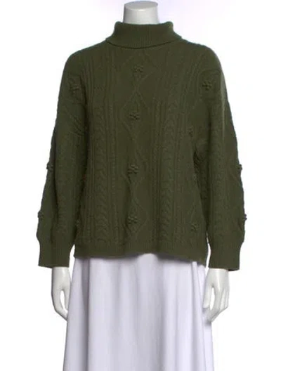 Pre-owned Christy Dawn Baby Alpaca Patterned Sweater In Green
