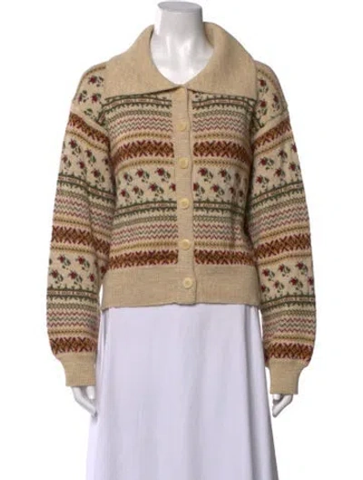 Pre-owned Christy Dawn Baby Alpaca Patterned Sweater In Neutrals