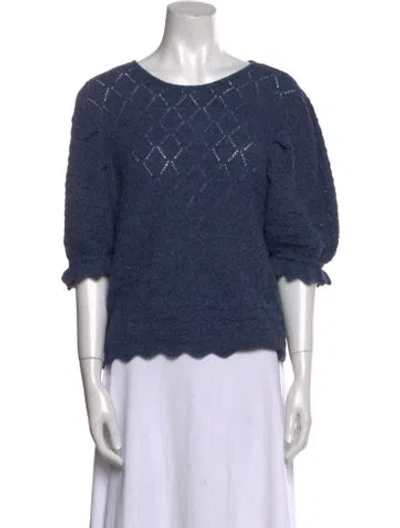 Pre-owned Christy Dawn Baby Alpaca Scoop Neck Sweatshirt In Blue