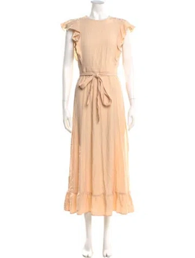 Pre-owned Christy Dawn Crew Neck Long Dress In Neutral