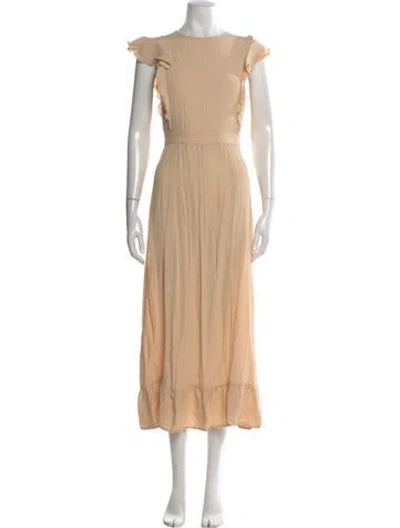 Pre-owned Christy Dawn Crew Neck Long Dress In Neutral