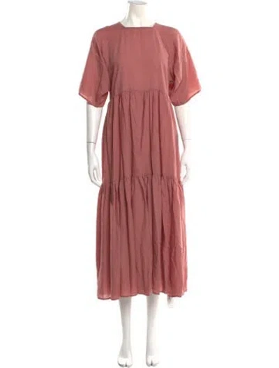 Pre-owned Christy Dawn Crew Neck Long Dress In Red