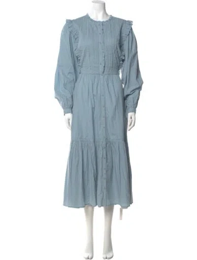 Pre-owned Christy Dawn Crew Neck Long Dress W/ Tags In Blue