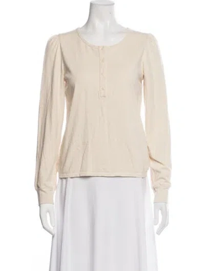 Pre-owned Christy Dawn Crew Neck Long Sleeve Top In Neutrals