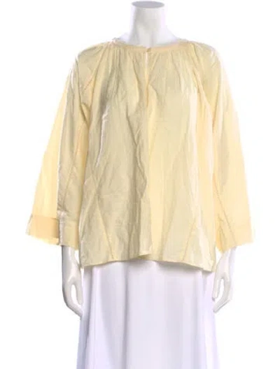 Pre-owned Christy Dawn Crew Neck Three-quarter Sleeve Top In Yellow