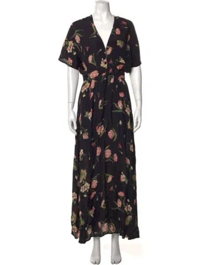 Pre-owned Christy Dawn Floral Patterned Dress In Black