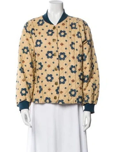 Pre-owned Christy Dawn Floral Print Bomber Jacket In Neutral