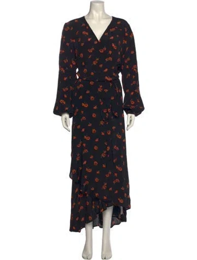 Pre-owned Christy Dawn Floral Print Long Dress In Black
