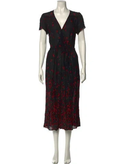 Pre-owned Christy Dawn Floral Print Long Dress In Black