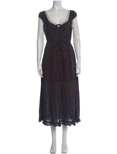 Pre-owned Christy Dawn Floral Print Long Dress In Black