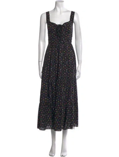 Pre-owned Christy Dawn Floral Print Long Dress In Black