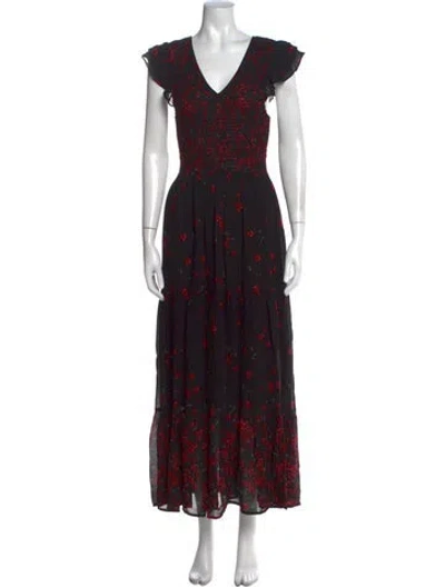 Pre-owned Christy Dawn Floral Print Long Dress In Black