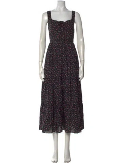 Pre-owned Christy Dawn Floral Print Long Dress In Black