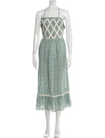 Pre-owned Christy Dawn Floral Print Long Dress In Black