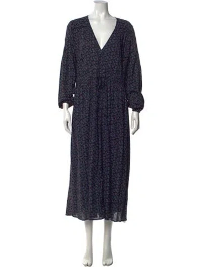 Pre-owned Christy Dawn Floral Print Long Dress In Black