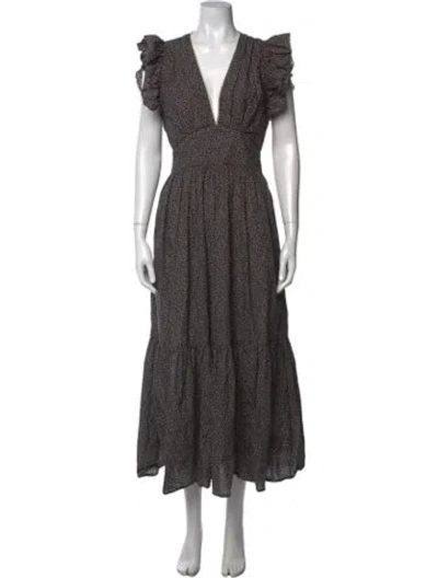 Pre-owned Christy Dawn Floral Print Long Dress In Black